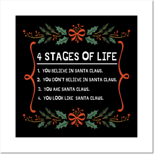 4 stages of life funny Christmas joke Posters and Art